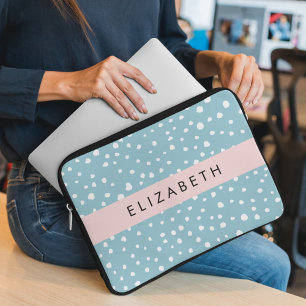 Funda Para Portátil Lugares dálmatas azules, puntos dálmatas, tu nombr