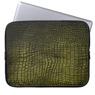 Funda Para Portátil Lujosa textura de piel de cocodrilo oscuro.