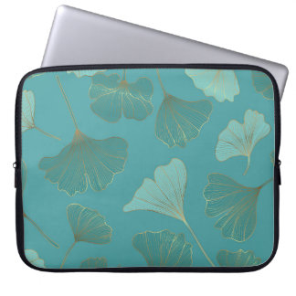 Funda Para Portátil Lujoso Ginkgo de oro, papel pintado.
