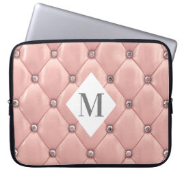 Funda Para Portátil lujoso monograma de oro rosa tufado