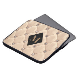 Funda Para Portátil lujoso monograma dorado tufado