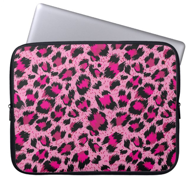 Funda Para Portátil Luminoso y lujoso patrón de leopardo rosa. (Frente)