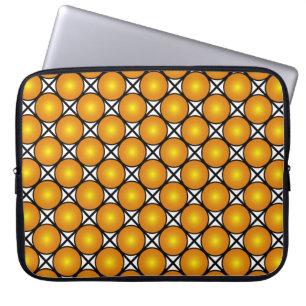 Funda Para Portátil Luminosos puntos dorados patrón de celosía negro y
