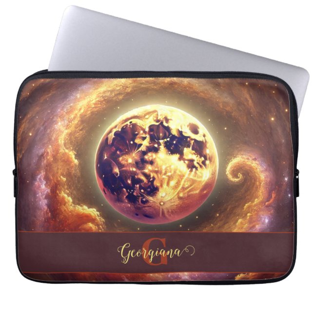 Funda Para Portátil Luna de la Galaxia otoñal personalizada (Frente)