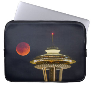 Funda Para Portátil Luna de sangre   Aguja Espacial de Seattle