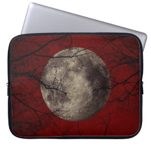 Funda Para Portátil Luna Llena gótica con los árboles que frecuentan