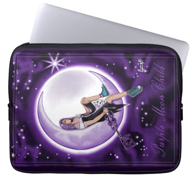 Funda Para Portátil Luna morada niño (Frente)