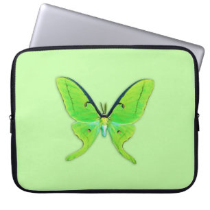 Funda Para Portátil Luna polilla sobre un fondo verde pálido