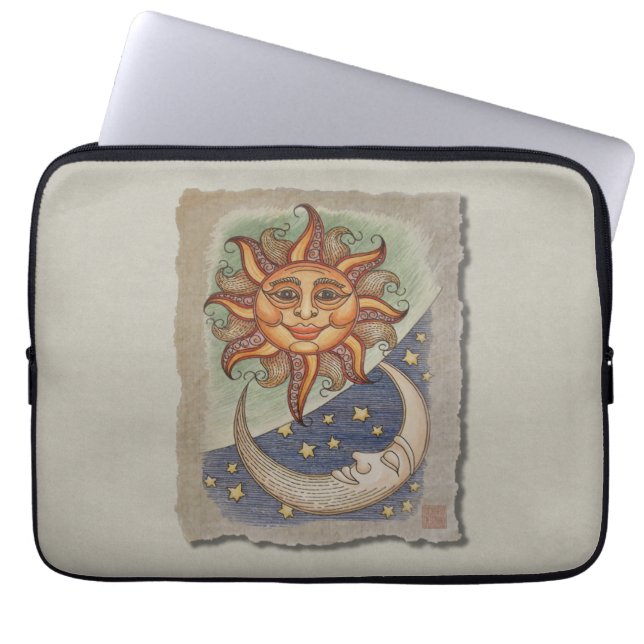 Funda Para Portátil Luna y estrellas de Sun (Frente)