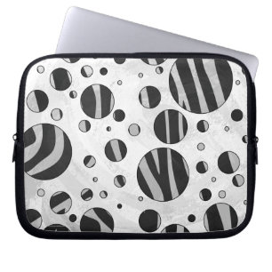Funda Para Portátil Lunares de cebra negro y gris claro