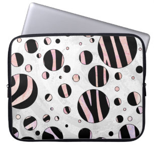 Funda Para Portátil Lunares de cebra negros y rosados