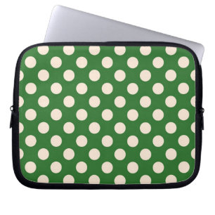 Funda Para Portátil Lunares de marfil en bolso verde de la electrónic
