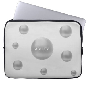 Funda Para Portátil Lunares Modernos de Plata