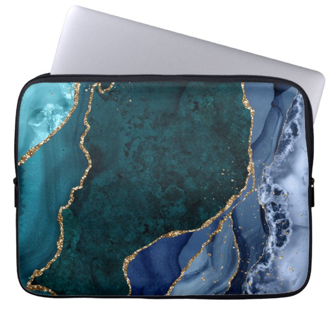 Funda Para Portátil Lux Peacock Agate y Gold (Frente)