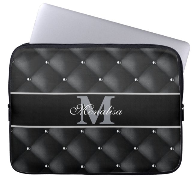 Funda Para Portátil luxurious black design monogramed personalized   (Frente)