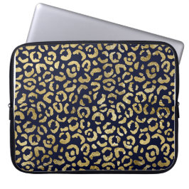 Funda Para Portátil Luxurious Stylish Gold Navy Leopard Print