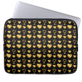 Funda Para Portátil Luxury  Black Gold Foil Hearts 