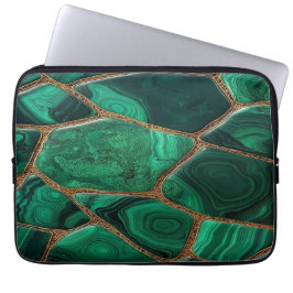 Funda Para Portátil Luxury Emerald Malachite Green Marble Abstract