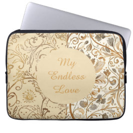 Funda Para Portátil Luxury,Valentine's Day,Lovely Gold Flowers Pattern