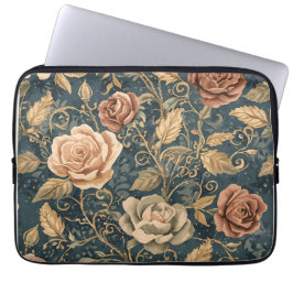 Funda Para Portátil Luxury, Vintage Garden of Roses, Blue Background