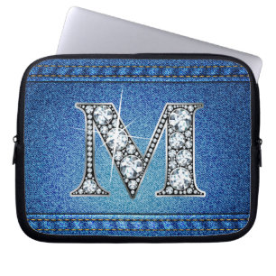 Funda Para Portátil M "Diamante" Denim Stitching Electronics Bag