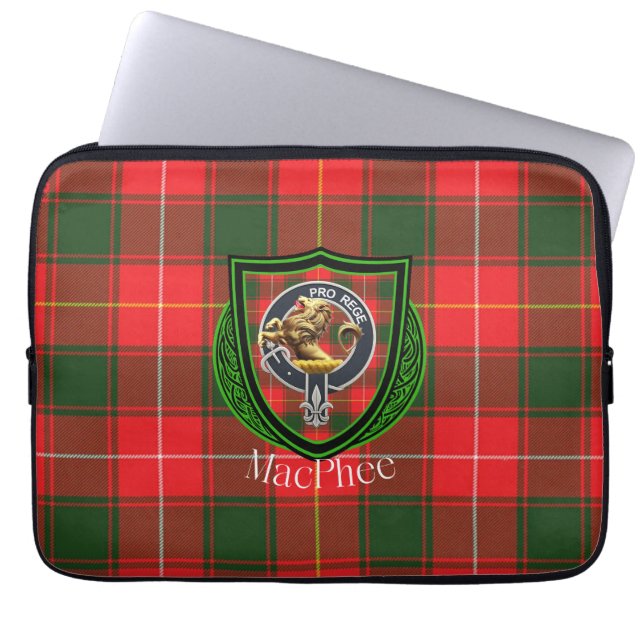 Funda Para Portátil MacPhee Scottish Clan Tartan & Crest (Frente)