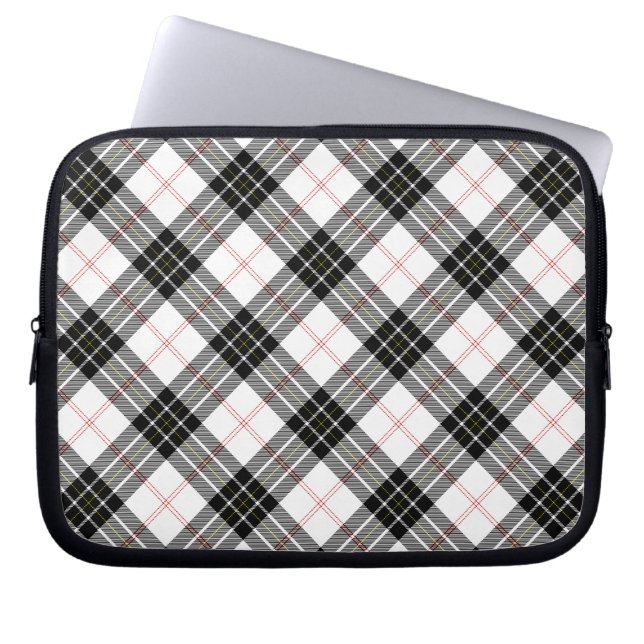 Funda Para Portátil MacPherson tartan blanco negro plaid (Frente)