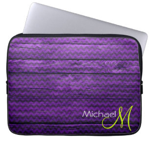 Funda Para Portátil Madera Chevron Púrpura