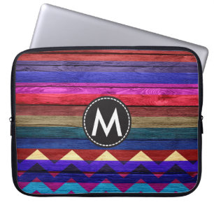 Funda Para Portátil Madera de madera de rayas de chevron de color de é