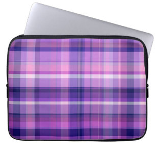Funda Para Portátil Madrás rosa de golosina azul de la marina de Ameti