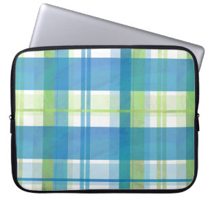 Funda Para Portátil Madras verdes y azules