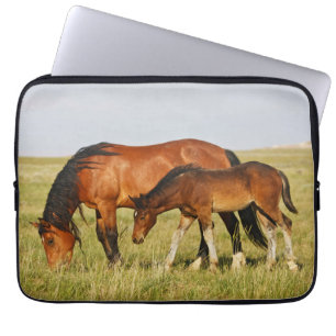 Funda Para Portátil Madre de caballo salvaje y potro pastando