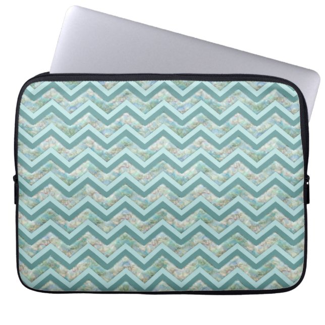 Funda Para Portátil Madre de la Perla Verde azulada ZigZag (Frente)