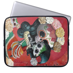 Funda Para Portátil Madre e hija de Dia de Los Muertos Skeletons