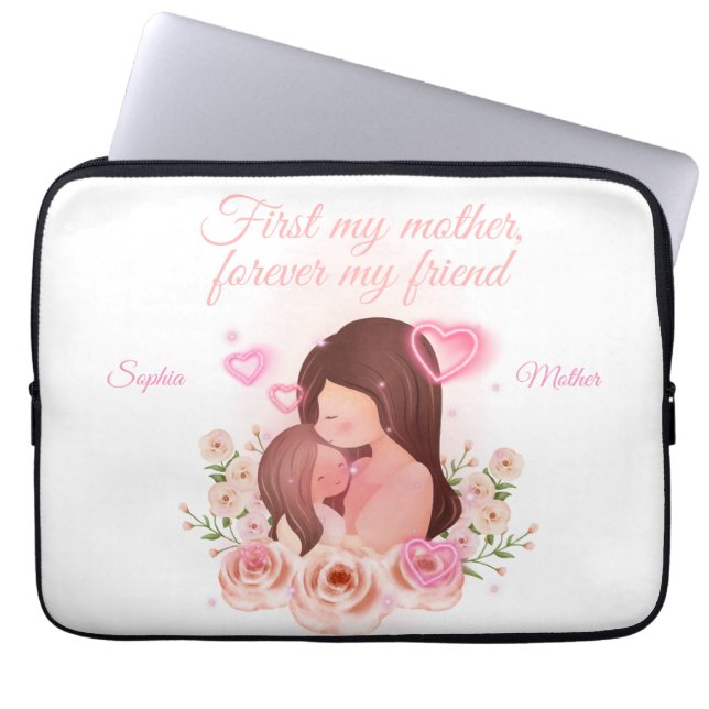 Funda Para Portátil Madre e hija, nombres personalizados (Frente)
