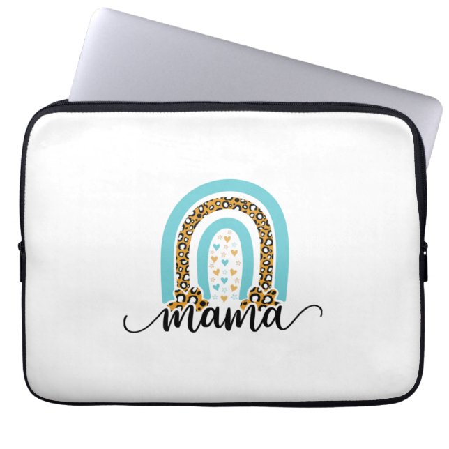 Funda Para Portátil Madre regalan leopardo arcoiris mamá (Frente)