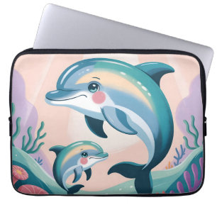 Funda Para Portátil Madre y bebé delfín