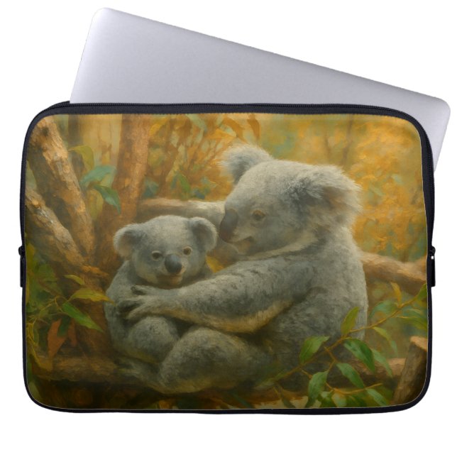 Funda Para Portátil Madre y Joey de Koala en la Canopa de Otoño (Frente)