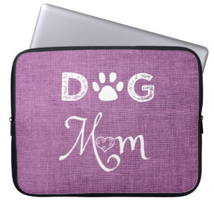 Funda Para Portátil Magenta Burlap Dog Mom