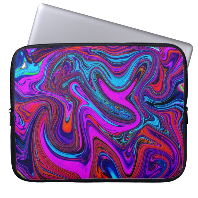 Funda Para Portátil Magenta de mármol, arte abstracto azul y rojo (Frente)