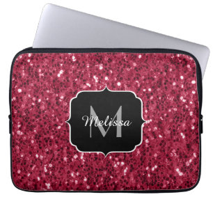 Funda Para Portátil Magenta rojo oscuro aguijón negro espuma Monograma