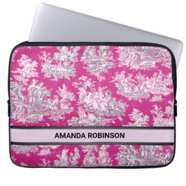 Funda Para Portátil Magenta rosa rosa floral vintage toile de jouy mon