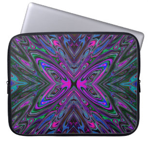 Funda Para Portátil Magenta trippy, mariposa abstracta azul y verde