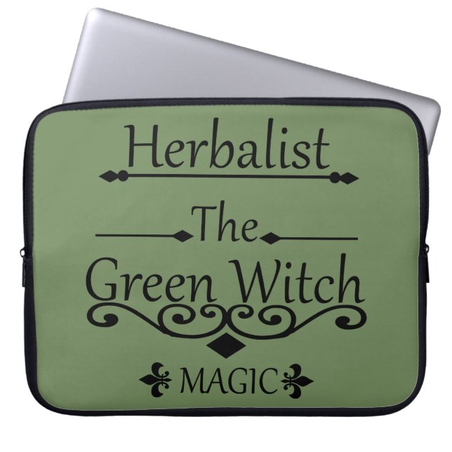 Funda Para Portátil Magia de bruja verde herbolaria medicina natural (Frente)