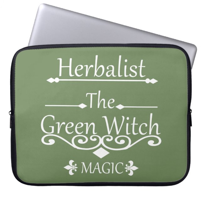 Funda Para Portátil Magia de bruja verde herbolaria medicina natural (Frente)