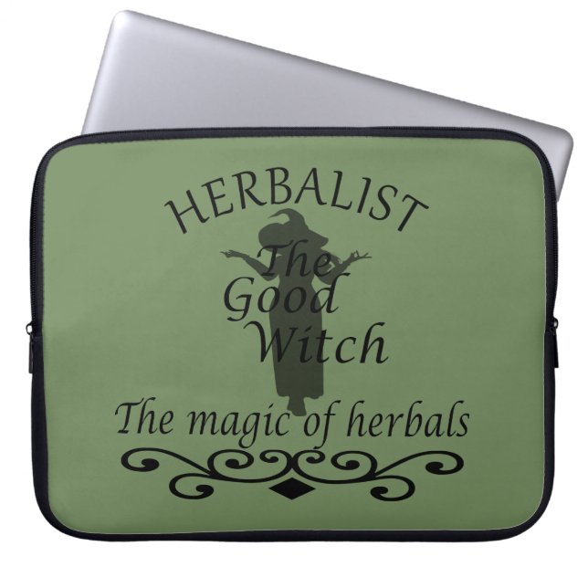 Funda Para Portátil Magia de bruja verde herbolaria medicina natural (Frente)