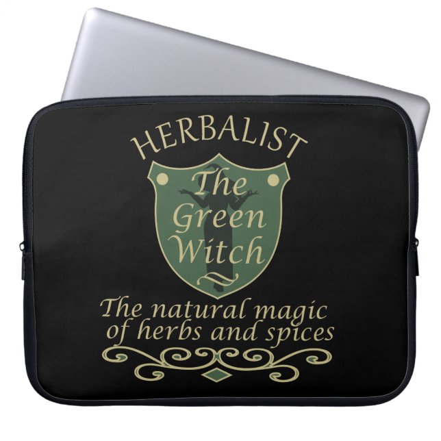 Funda Para Portátil Magia de bruja verde herbolaria medicina natural (Frente)