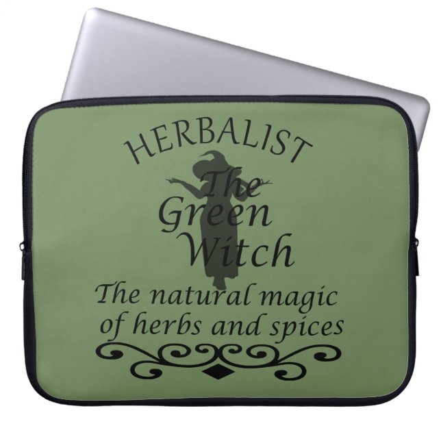 Funda Para Portátil Magia de bruja verde herbolaria medicina natural (Frente)
