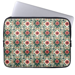 Funda Para Portátil Magia de flores boho - en tonos verdes y rosados