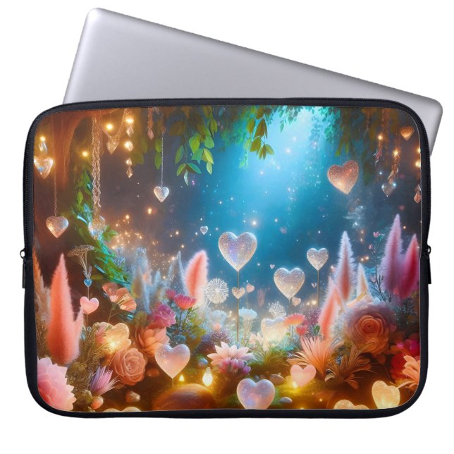 Funda Para Portátil Magical Glowing Flowers Heart Garden  (Frente)